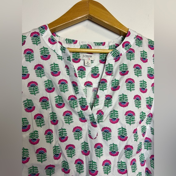 J.Crew Proppy Summer 2024 Size M Floral Short Sleeve Blouse Top  Vacation Hotel - Picture 5 of 13